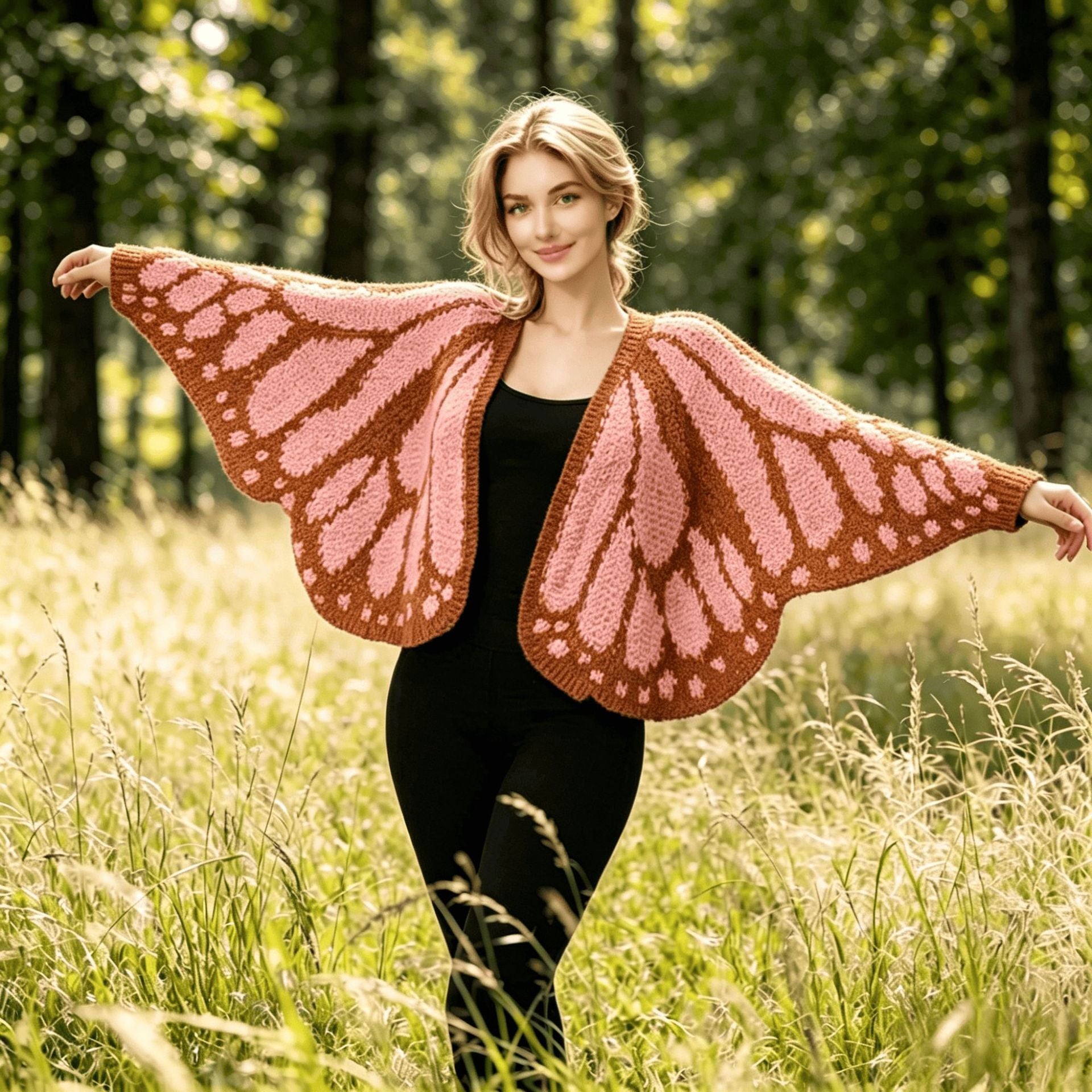 Buy Imperial Butterfly Cape, Butterfly Shawl, Cardigan, Knitted Irregular Cardigan, Butterfly Shawl, Hand-Crocheted Shawl, Decorative Shawl online at Fashionner.