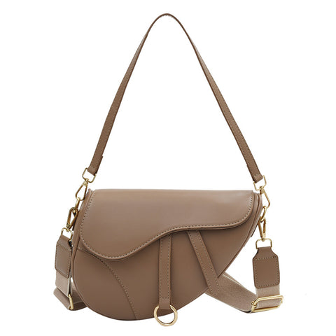 Fashion Crossbody Saddle Solid Color Single-shoulder Bag - Fashionner