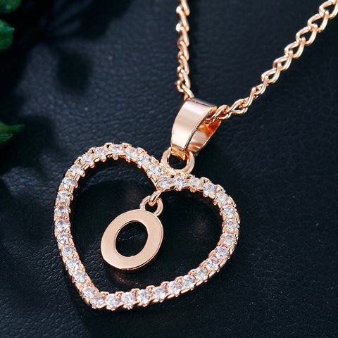 Collier avec pendentif cœur zircon 26 lettres en acier inoxydable doré, bijou cadeau d'anniversaire pour femme
