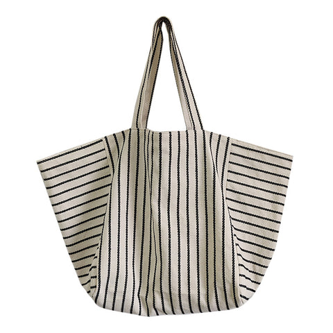 Sac en toile pour femme, sac à bandoulière, grande capacité, style décontracté, rayé, à la mode