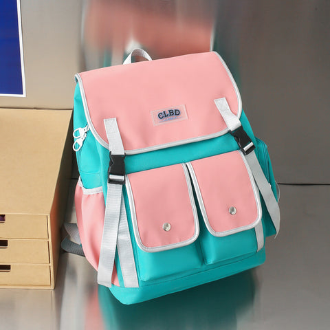 Color Matching Student Schoolbag Korean Style Versatile Large Capacity - Fashionner