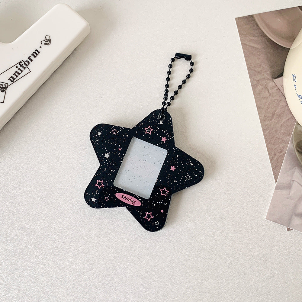 Japanese And Korean Simple Glitter Five-pointed Star Hard Card Folder Student Card Cover