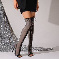 Pointed Toe Sandal Boots Over The Knee Internet Celebrity - Fashionner