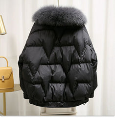 Winter New European Style Loose Goods Match Long Sleeves Cotton-padded Coat Outside - Fashionner