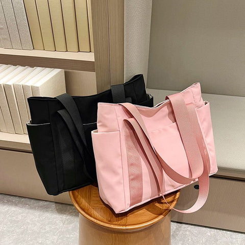 Nouveau sac fourre-tout de style japonais de couleur unie, sac à bandoulière décontracté en toile simple