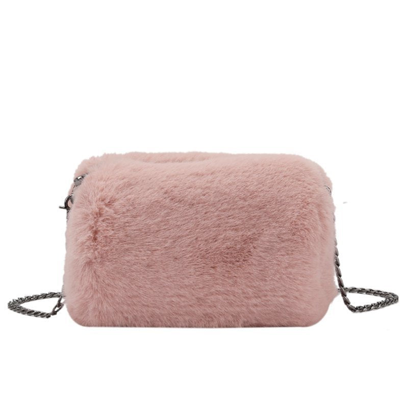 Women's Fashion Plush Chain Shoulder Bag - Fashionner