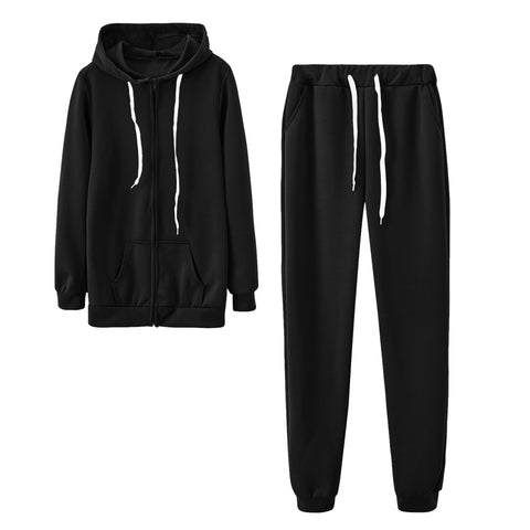 Women's Clothing Hooded Long Sleeve Solid Color Zipper Cardigan Sweater Elastic Waist Casual Loose Outfit - Fashionner