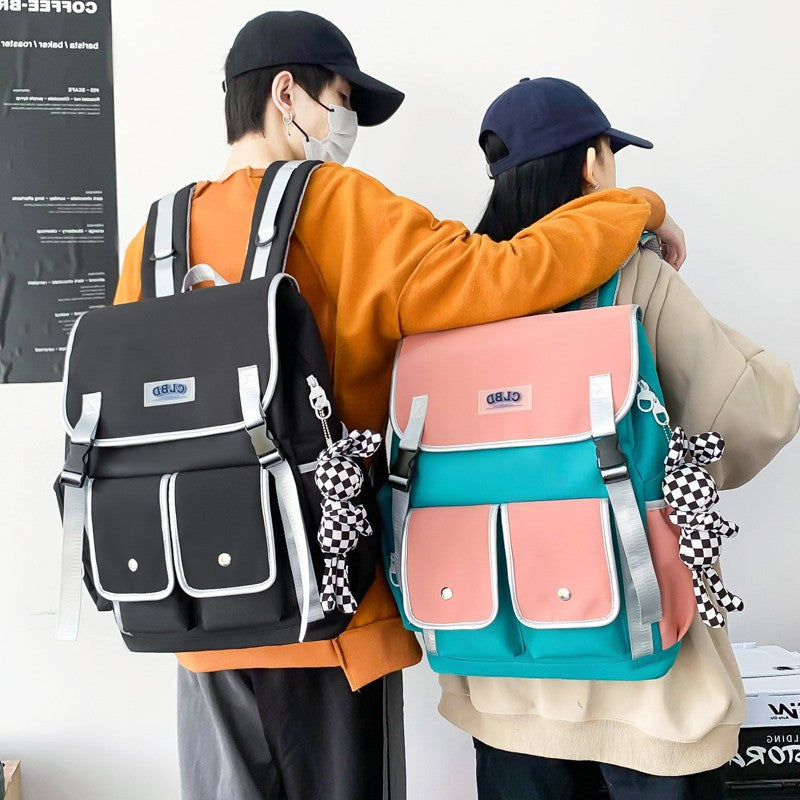 Color Matching Student Schoolbag Korean Style Versatile Large Capacity - Fashionner
