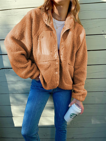Short Cardigan Plush Jacket Lamb Wool Coat - Fashionner