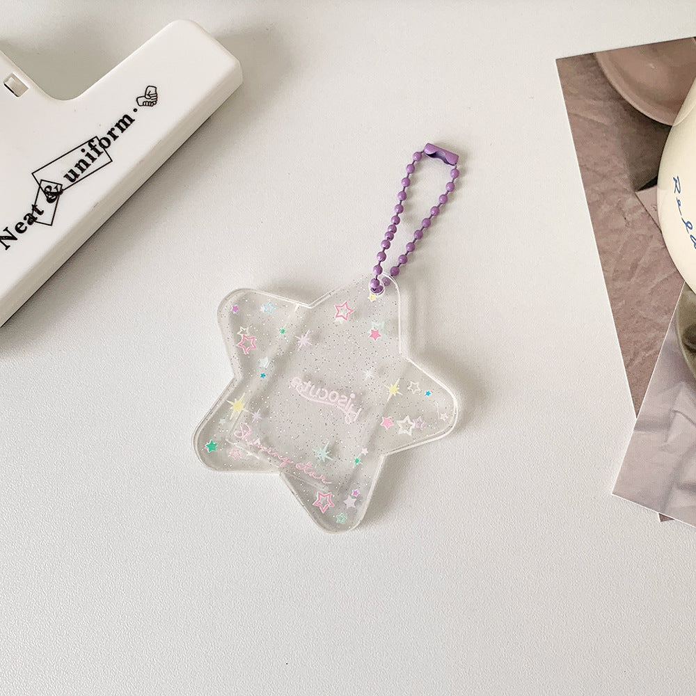 Japanese And Korean Simple Glitter Five-pointed Star Hard Card Folder Student Card Cover