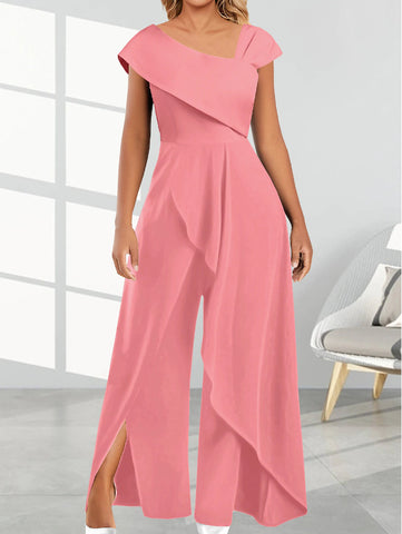 Fashion Simple Temperament Diagonal Collar Jumpsuit - Fashionner