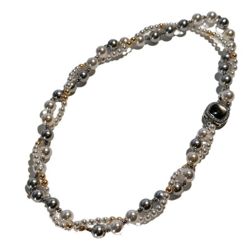 Fashion Jewelry Micro-inlaid Square Dual-wear Double-layer Necklace - Fashionner