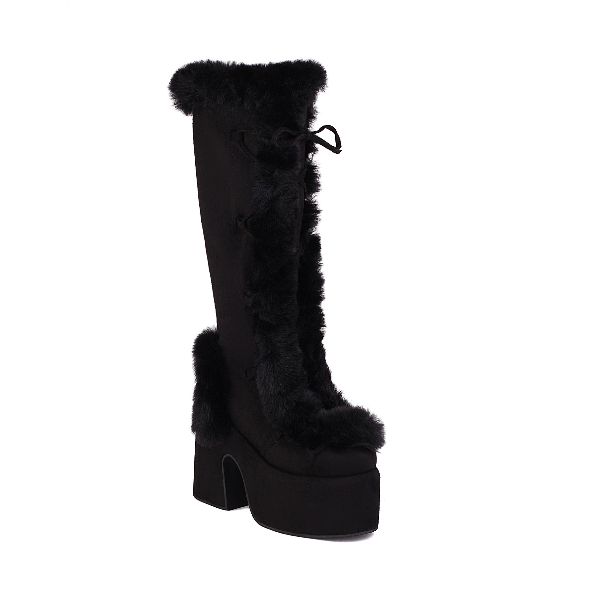 Fur Boots Platform Platform High Heel Women's High Boots - Fashionner