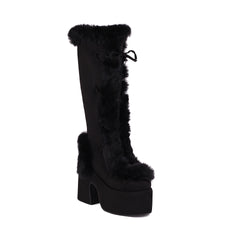 Fur Boots Platform Platform High Heel Women's High Boots - Fashionner