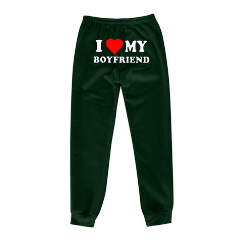 I Love MY BOYFRIEND Printed Trousers Casual Sweatpants Men And Women Sports Pants - Fashionner