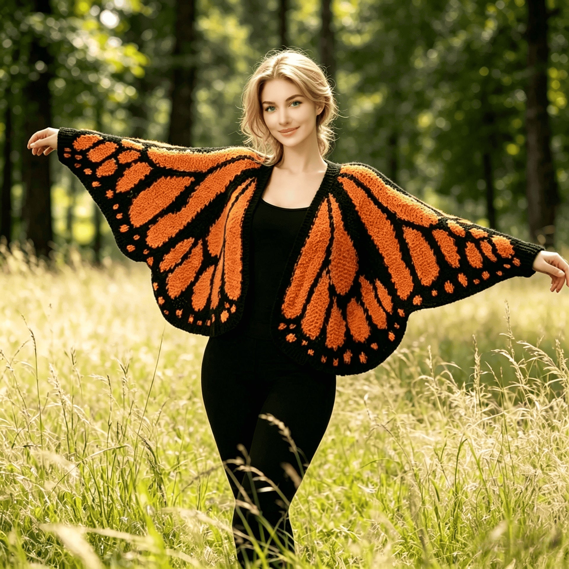 Buy Imperial Butterfly Cape, Butterfly Shawl, Cardigan, Knitted Irregular Cardigan, Butterfly Shawl, Hand-Crocheted Shawl, Decorative Shawl online at Fashionner.