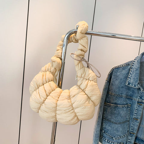 Sac à bandoulière grande capacité nuages plissés en forme de croissant