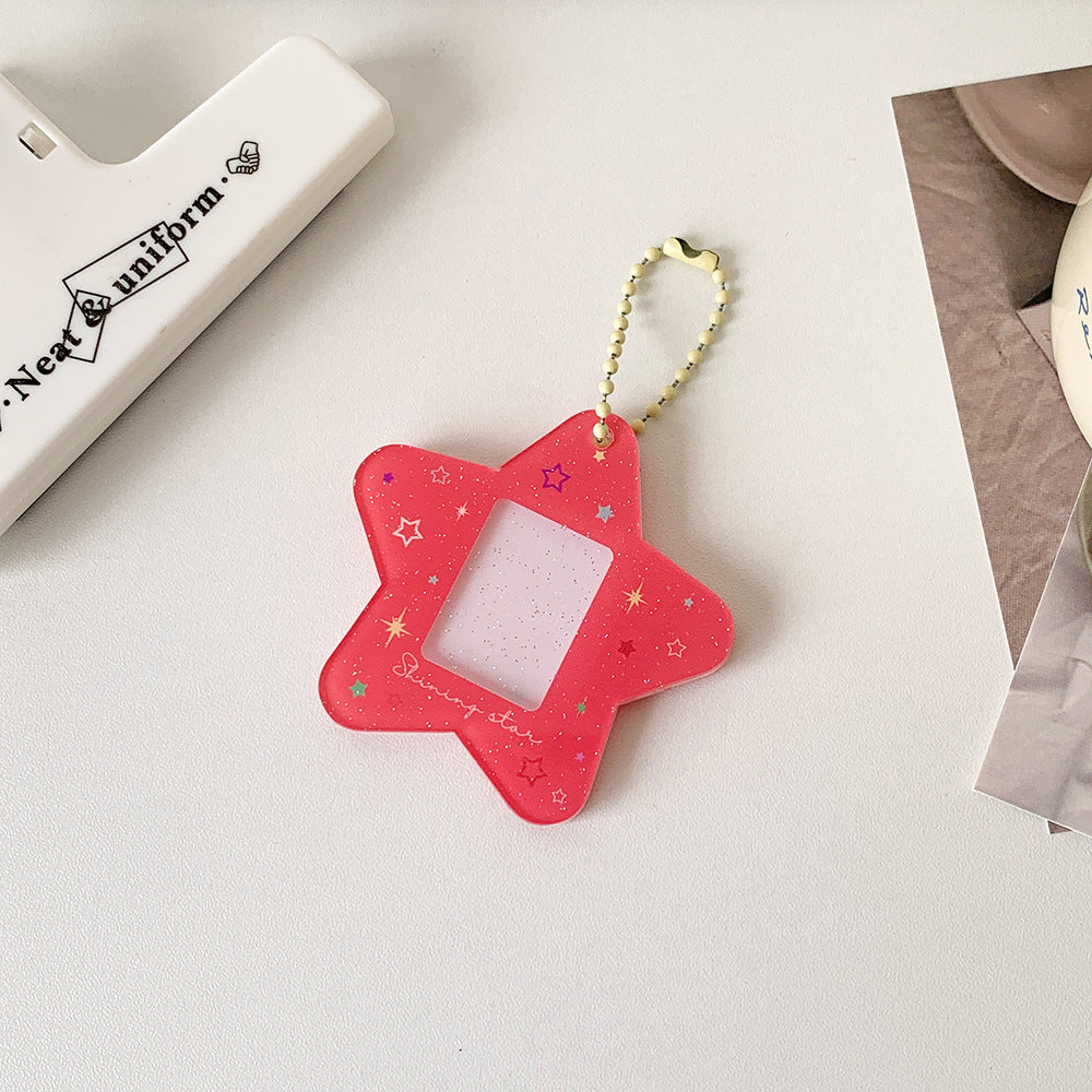 Japanese And Korean Simple Glitter Five-pointed Star Hard Card Folder Student Card Cover