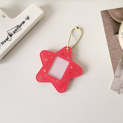 Japanese And Korean Simple Glitter Five-pointed Star Hard Card Folder Student Card Cover