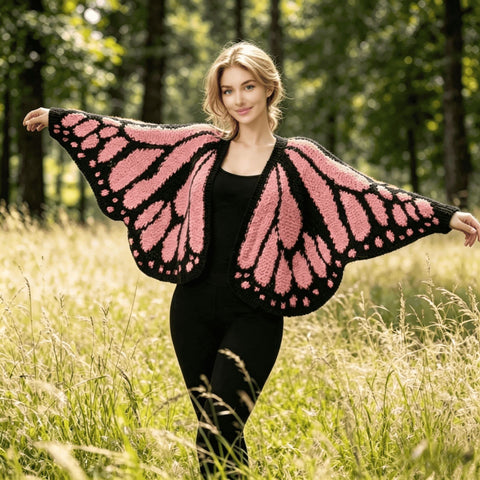 Buy Imperial Butterfly Cape, Butterfly Shawl, Cardigan, Knitted Irregular Cardigan, Butterfly Shawl, Hand-Crocheted Shawl, Decorative Shawl online at Fashionner.