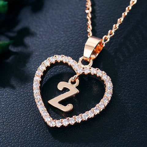 Collier avec pendentif cœur zircon 26 lettres en acier inoxydable doré, bijou cadeau d'anniversaire pour femme