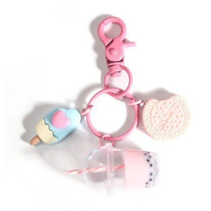 Macaron Color Series Mini Ice Cream Milk Tea Keychain Pendants