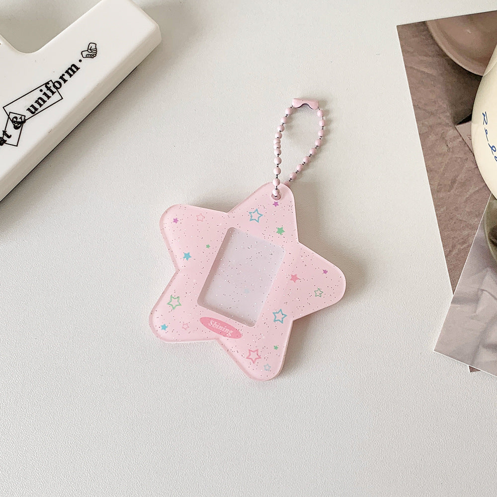 Japanese And Korean Simple Glitter Five-pointed Star Hard Card Folder Student Card Cover