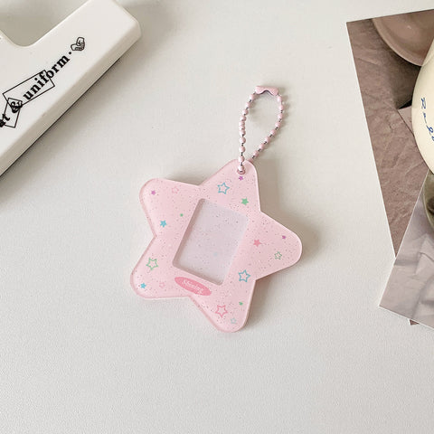 Japanese And Korean Simple Glitter Five-pointed Star Hard Card Folder Student Card Cover