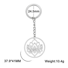 Ring Lotus Pattern Stainless Steel Titanium Key Chain