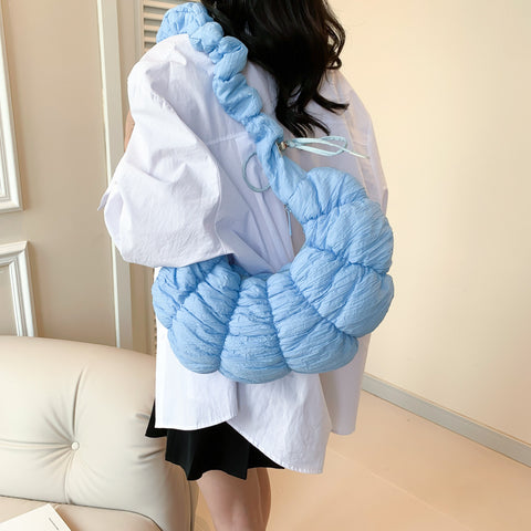 Sac à bandoulière grande capacité nuages plissés en forme de croissant