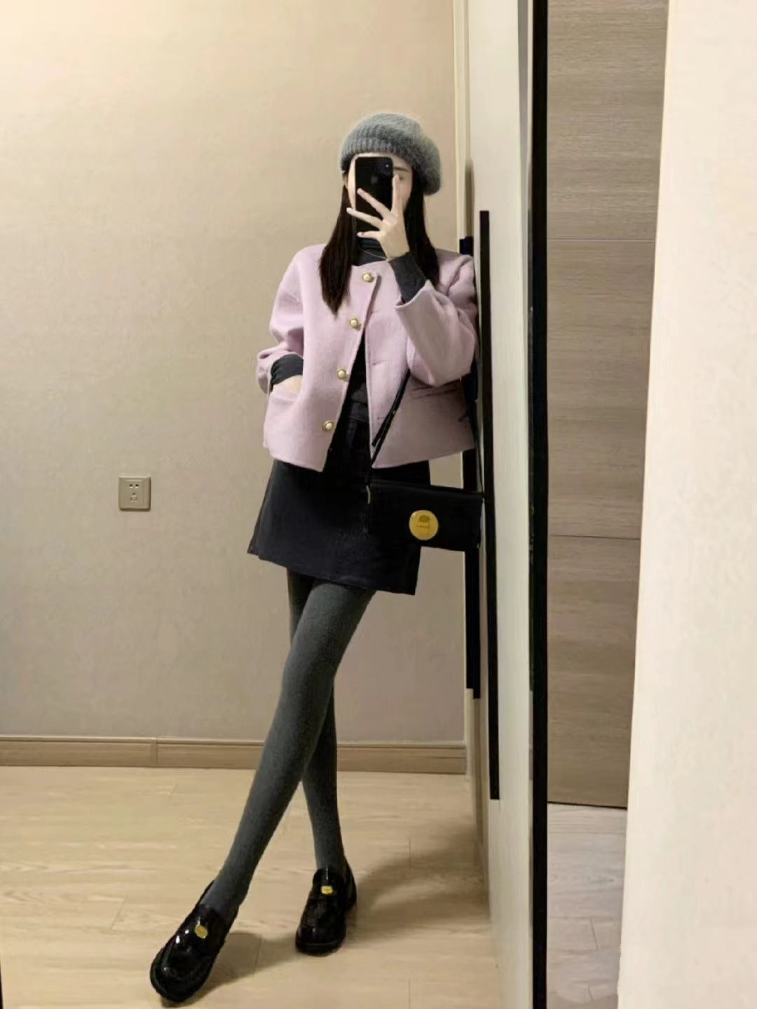 Gray Thickened Vertical Stripes Cotton Pantyhose - Fashionner