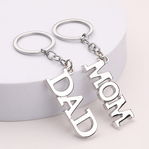 Porte-clés en alliage de zinc avec lettres, cadeau créatif pour la fête des pères ou des mères
