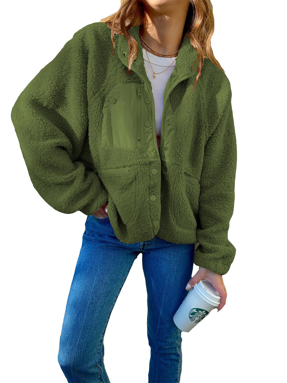 Short Cardigan Plush Jacket Lamb Wool Coat - Fashionner