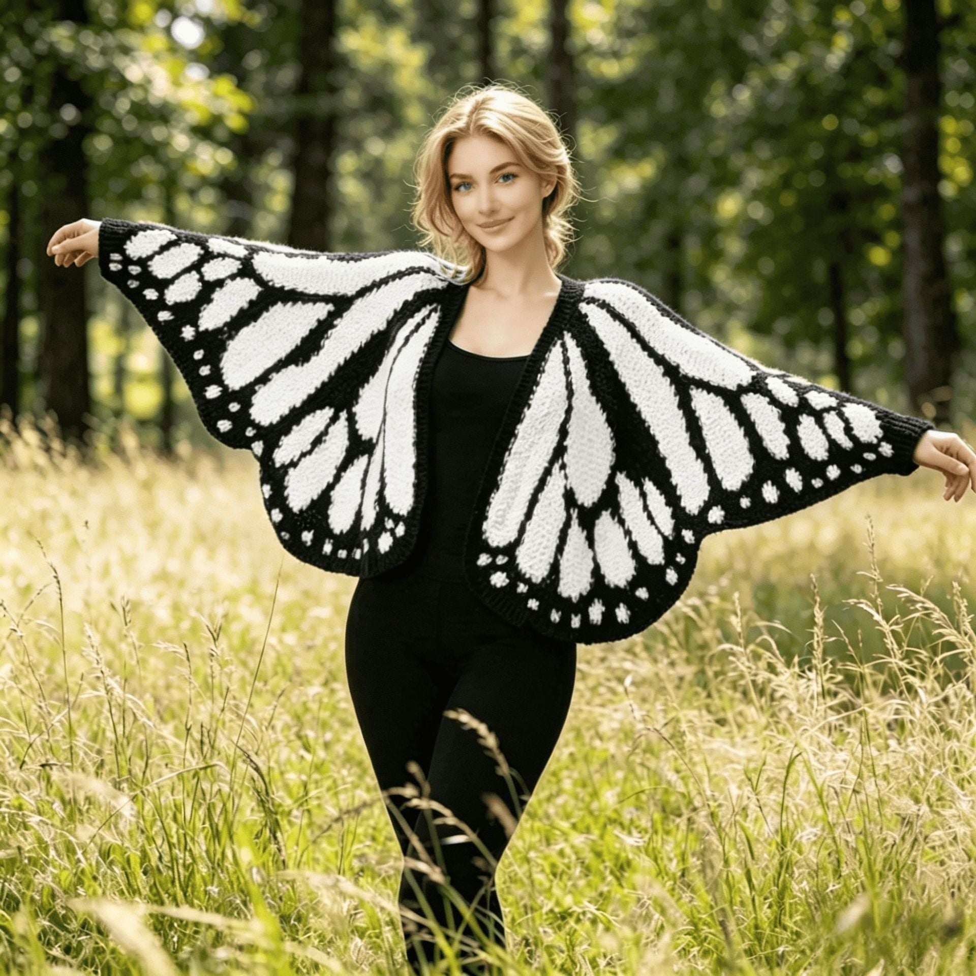 Buy Imperial Butterfly Cape, Butterfly Shawl, Cardigan, Knitted Irregular Cardigan, Butterfly Shawl, Hand-Crocheted Shawl, Decorative Shawl online at Fashionner.