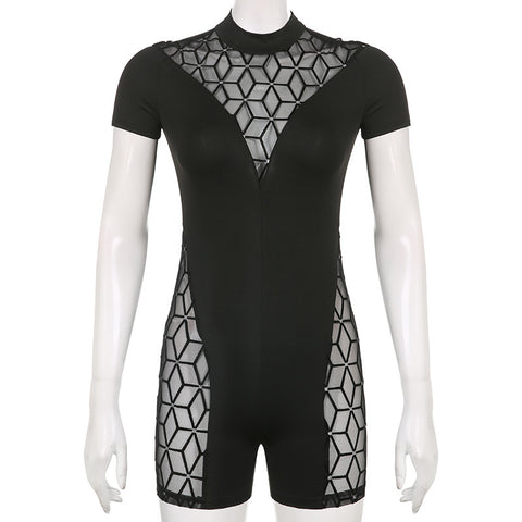 Shorts Women's Mesh Jumpsuit Stitching - Fashionner