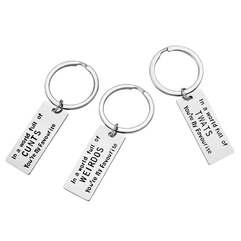 Porte-clés en acier inoxydable avec impression amusante