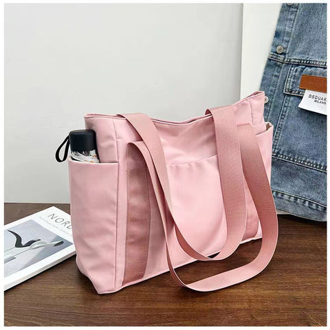 Nouveau sac fourre-tout de style japonais de couleur unie, sac à bandoulière décontracté en toile simple