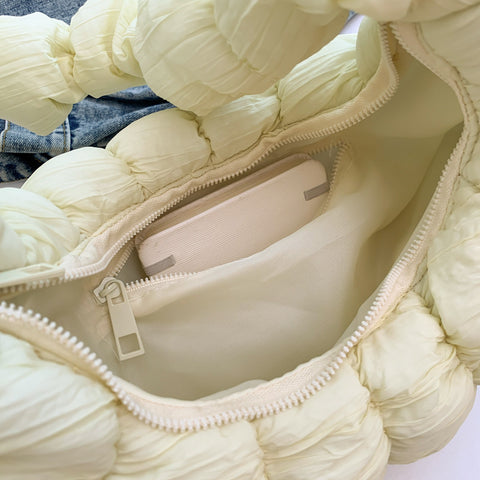 Sac à bandoulière grande capacité nuages plissés en forme de croissant