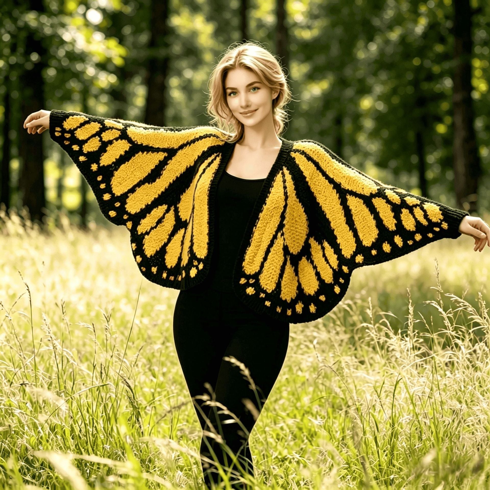 Buy Imperial Butterfly Cape, Butterfly Shawl, Cardigan, Knitted Irregular Cardigan, Butterfly Shawl, Hand-Crocheted Shawl, Decorative Shawl online at Fashionner.