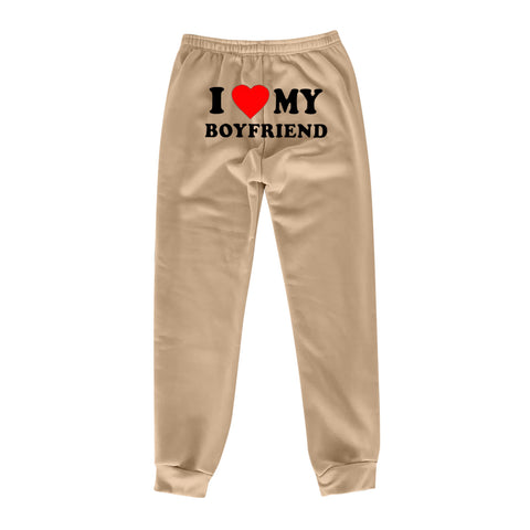 I Love MY BOYFRIEND Printed Trousers Casual Sweatpants Men And Women Sports Pants - Fashionner