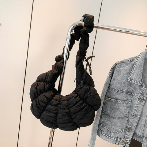 Sac à bandoulière grande capacité nuages plissés en forme de croissant