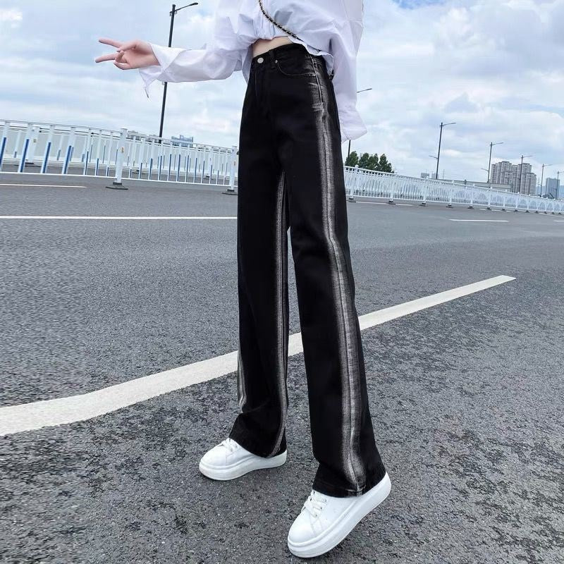 Black Gradient Straight Jeans - Fashionner