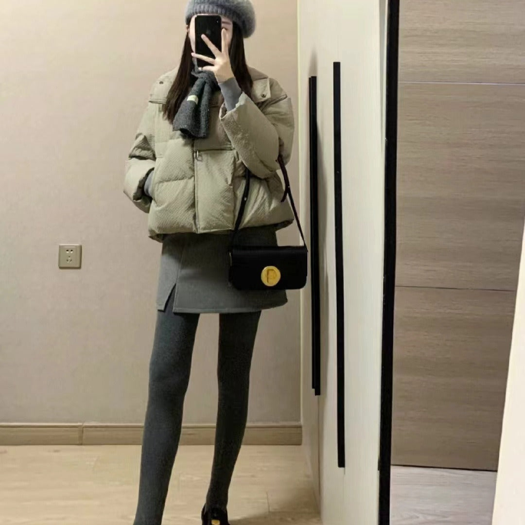 Gray Thickened Vertical Stripes Cotton Pantyhose - Fashionner