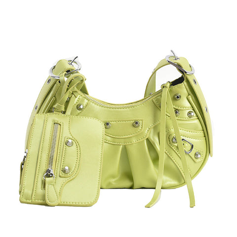 Women's Fashion Vintage Crumpled Crescent Moon Son Mother Shoulder Bag - Fashionner