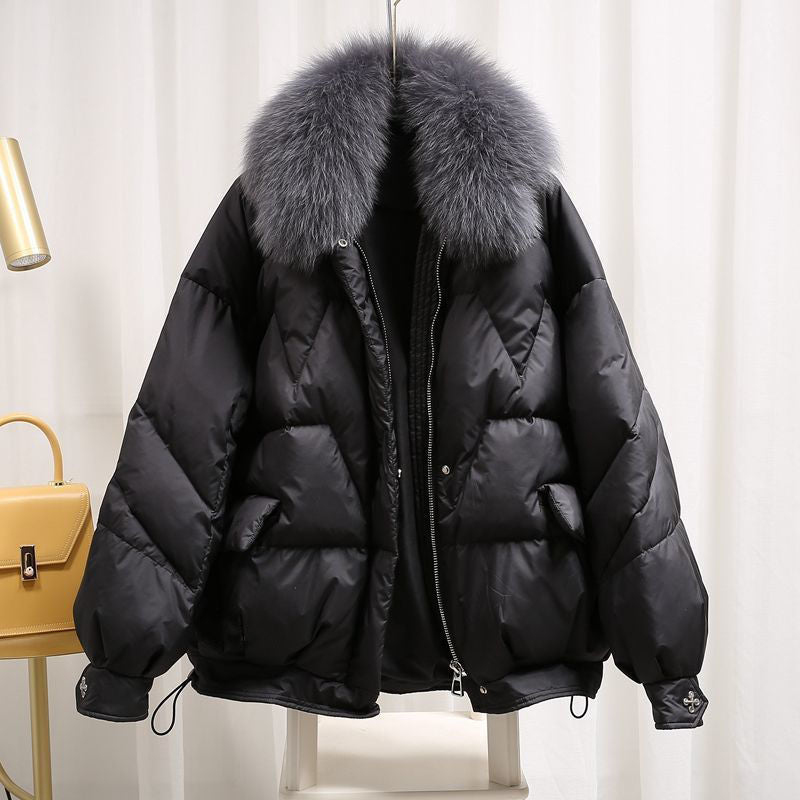 Winter New European Style Loose Goods Match Long Sleeves Cotton-padded Coat Outside - Fashionner