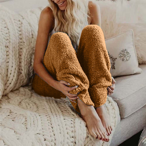 Double-sided Velvet Home Wear Women's Solid Color Loose Plush Pajama Pants - Fashionner
