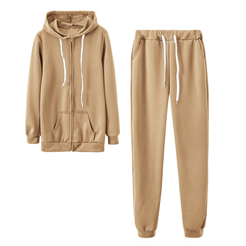 Women's Clothing Hooded Long Sleeve Solid Color Zipper Cardigan Sweater Elastic Waist Casual Loose Outfit - Fashionner