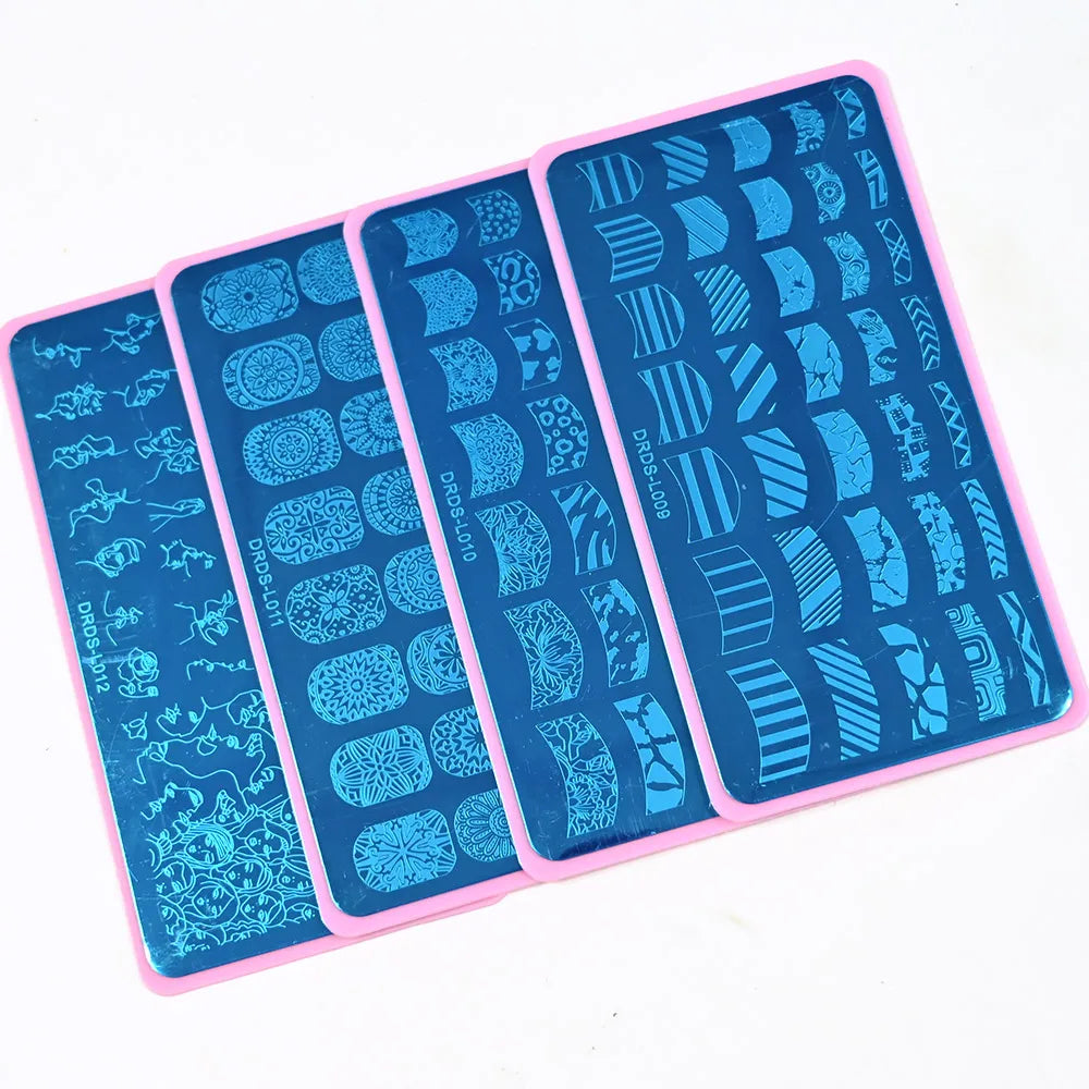 Stainless Steel 6X12cm Nail Art Stamping Plate Lace Geometric Pattern Butterfly Flower Nail Art Template Nail DIY Print Stencils - Fashionner