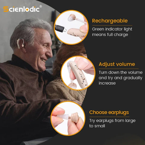elders Mini Rechargeable Hearing Aid Digital BTE Hearing Aids Adjustable Tone Sound Amplifier Portable Deaf Elderly digital Hearing Aid - Fashionner