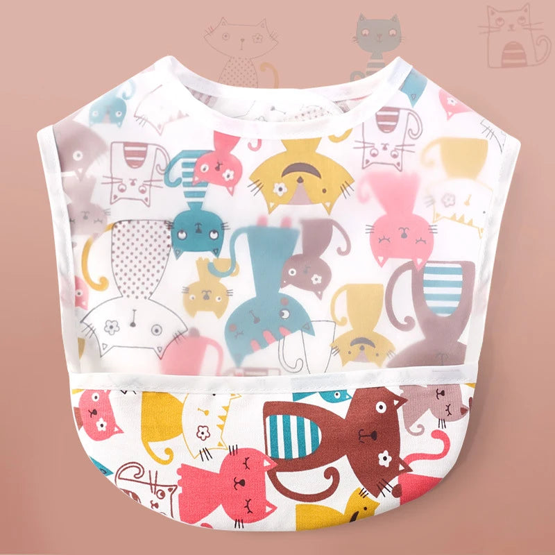 Boys Bibs Waterproof Apron Kid Cartoon Number Cherry Cat Feeding Bib Soft Burp Cloth For Toddler Boys Girls Bandana Bibs - Fashionner